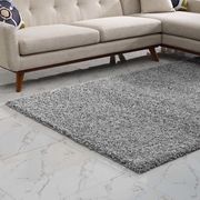 Enyssa (Silver Gray) 5x8 Contemporary solid 5x8 shag rug