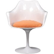 Lippa AC (Orange) Designer white gloss chair w/ orange cushion