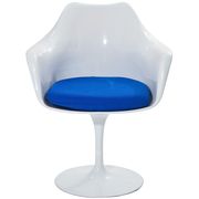 Lippa AC (Blue) Designer white gloss chair w/ blue cushion