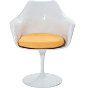 Lippa AC (Yellow) Designer white gloss chair w/ yellow cushion