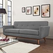 Expectation gray fabric tufted back loveseat