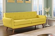 Yellow fabric tufted back retro couch main photo