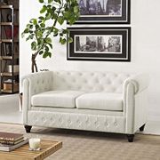 Fabric tufted classical mid-century style loveseat main photo
