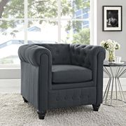 Black fabric tufted classical mid-century style chair main photo