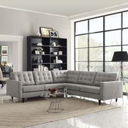Empress (Light Gray) Light Gray fabric 3pcs even sectional sofa