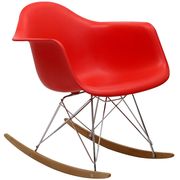 Molded red plastic rocking lounge chair main photo