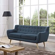 Mid-century style tufted retro couch in azure main photo