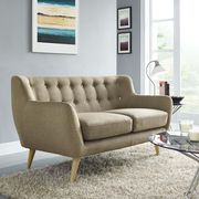 Mid-century style tufted retro loveseat in brown