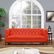 Fabric sofa with deep tufted buttons in red main photo