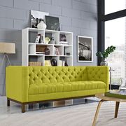 Fabric sofa with deep tufted buttons in wheatgrass main photo