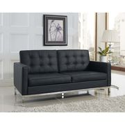 Tufted back design contemporary leather loveseat main photo