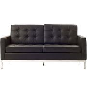 Tufted back design contemporary leather loveseat main photo