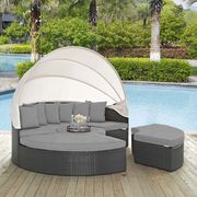 Sojourn II (Gray) Daybed / table / ottoman set in rattan