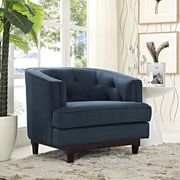 Coast (Azure) Tufted back mid-century style azure fabric chair