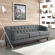 Coast (Gray) Tufted back mid-century style gray fabric sofa