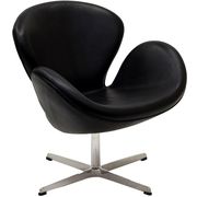 Aniline leather wing lounger chair in black main photo