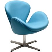 Aniline leather wing lounger chair in baby blue main photo