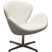 Aniline leather wing lounger chair in white main photo