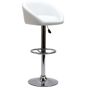 White swivel bar stool with chrome leg main photo
