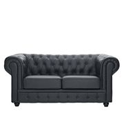 Loveseat in black leather & leather match main photo