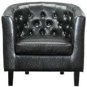 Button club style tufted back black leather chair main photo