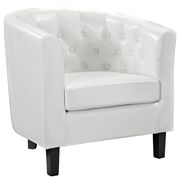 Button club style tufted back white leather chair
