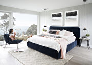 Contemporary king bed blue velvet main photo