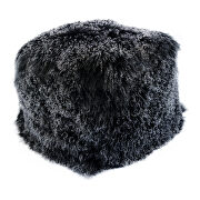 Contemporary fur pouf black snow
