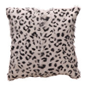 Contemporary goat fur pillow gray leopard main photo