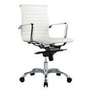 Omega V Contemporary swivel office chair low back white