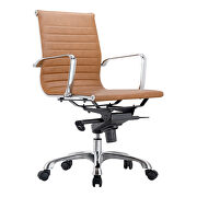 Omega L Contemporary swivel office chair low back tan