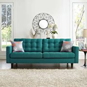 Quality teal fabric upholstered sofa