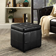 Volt (Black) Storage upholstered vinyl ottoman in black
