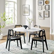 Round wood top dining table in white main photo