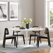 Round wood top dining table in white main photo