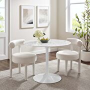 Round artificial marble dining table in white main photo