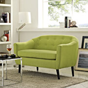 Upholstered fabric loveseat in wheatgrass