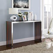 Wood inlay console table in walnut main photo