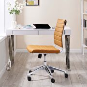 Armless mid back office chair in tan main photo