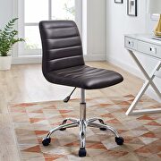 Ripple (Brown) Armless mid back vinyl office chair in brown