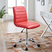 Ripple (Red) Armless mid back vinyl office chair in red