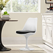White dining side chair w black vinyl cushion main photo