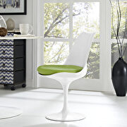White dining side chair with green vinyl cushion