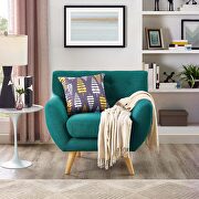 Mid-century style tufted retro armchair in teal