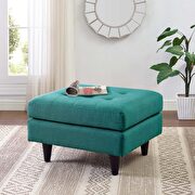 Upholstered fabric ottoman in teal main photo
