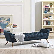 Upholstered fabric bench in azure