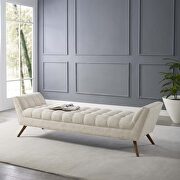 Response L Bench (Beige) Upholstered fabric bench in beige