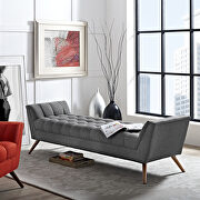 Response L Bench (Gray) Upholstered fabric bench in gray