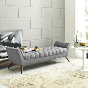 Response L Bench (Ex Gray) Upholstered fabric bench in expectation gray