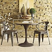 Round wood top dining table in brown main photo